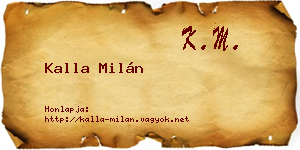 Kalla Milán névjegykártya